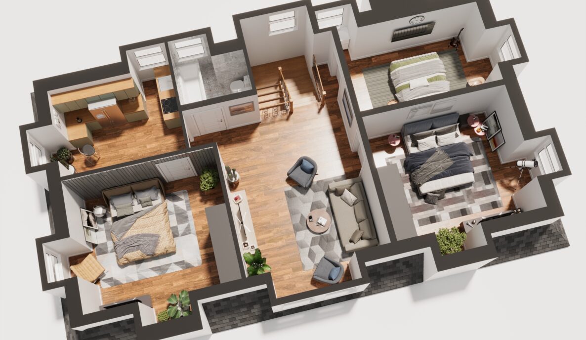 3d floor plan of 338 N. Craig