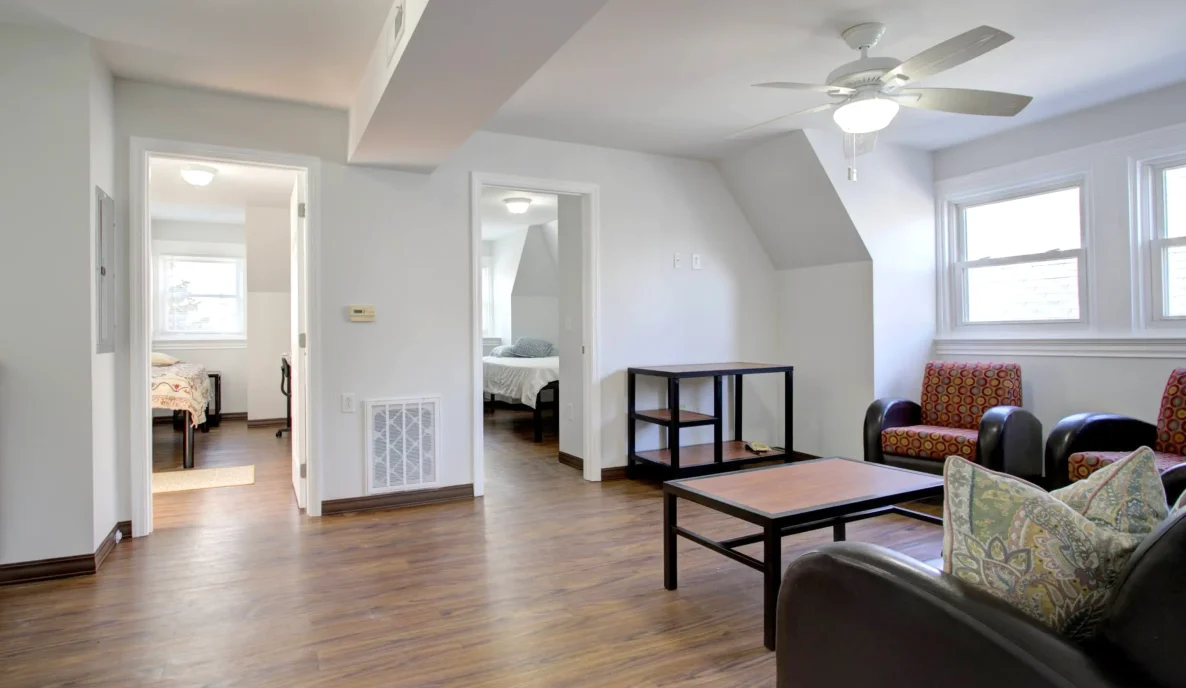 example of a living area in the student housing at 336 N. Craig Street in Pittsburgh's Oakland neighborhood.