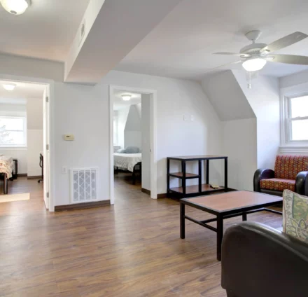 example of a living area in the student housing at 336 N. Craig Street in Pittsburgh's Oakland neighborhood.