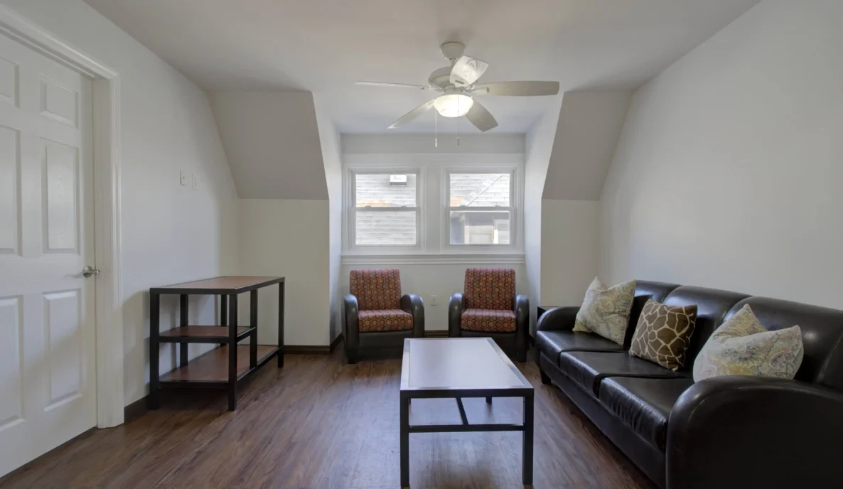 example of a living area in the student housing at 336 N. Craig Street in Pittsburgh's Oakland neighborhood.