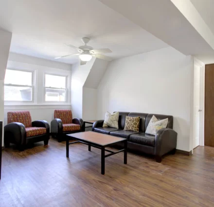 example of a living area in the student housing at 336 N. Craig Street in Pittsburgh's Oakland neighborhood.