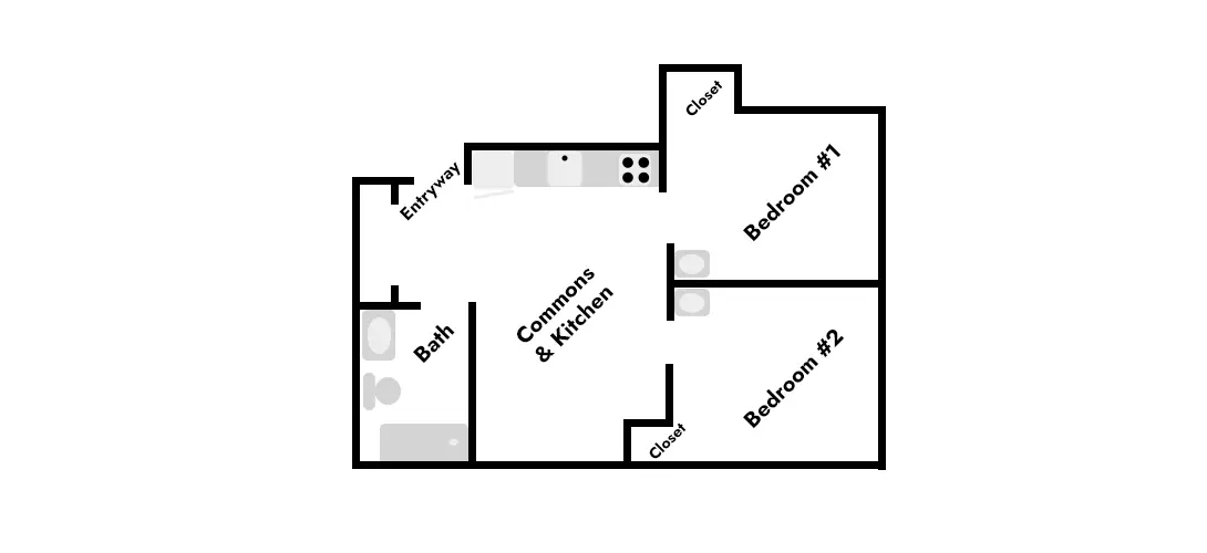 Layout for Apartment 5 of 314 N. Neville St student housing