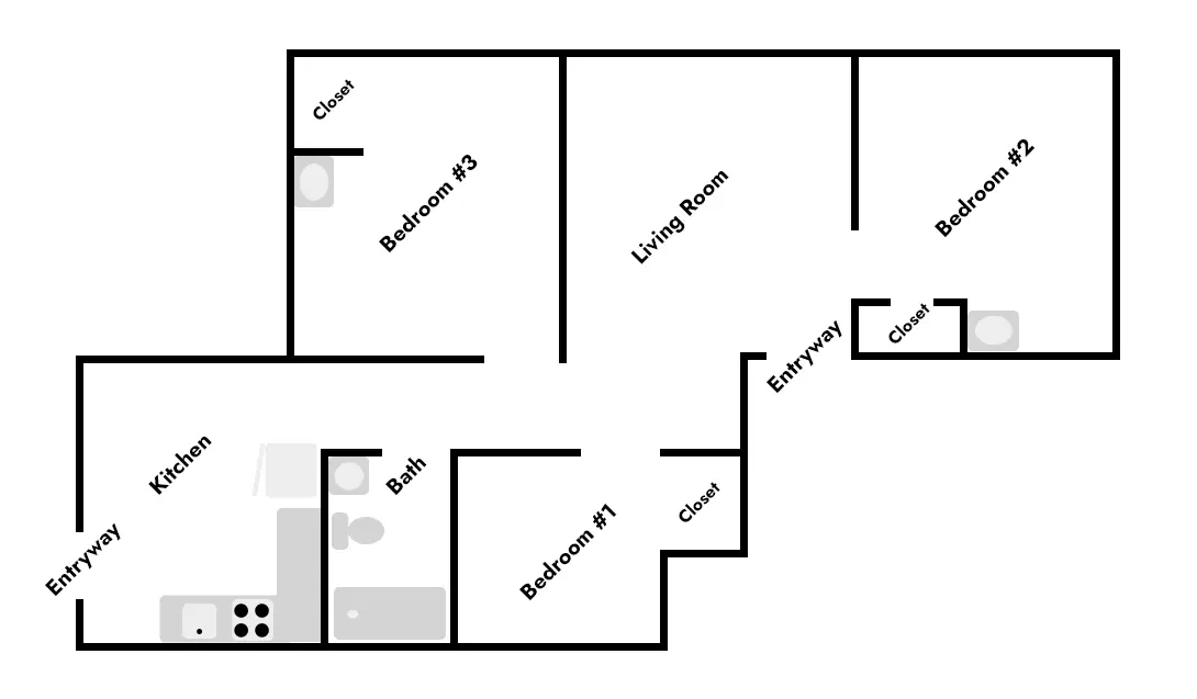 3 bedroom, first floor layout