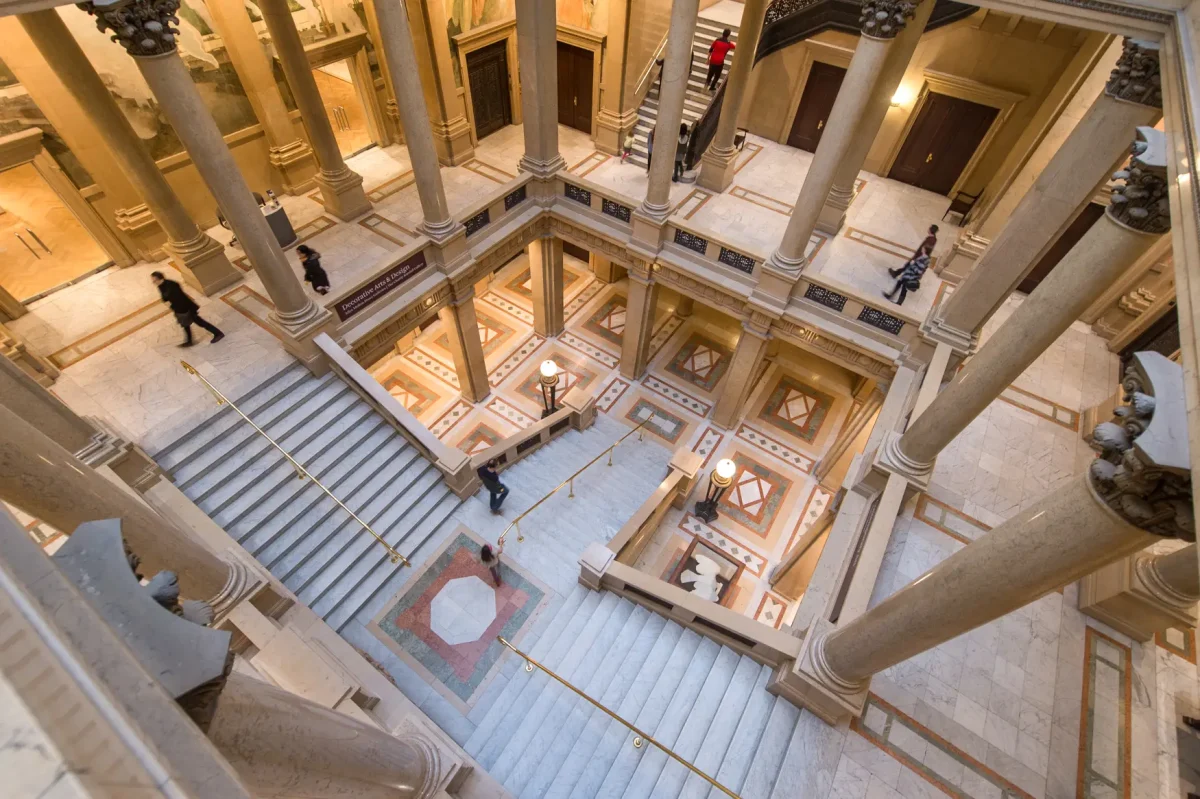 Grand staircase at Carnegie Museum of Art