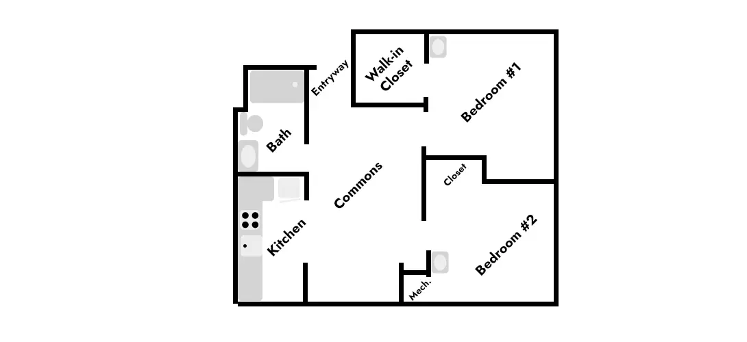 Apartment 1 on the first floor of 314 N. Neville St student housing