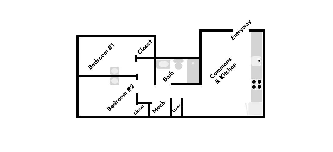 Layouts for Apartments 2 and 6 at 314 N. Neville St student housing